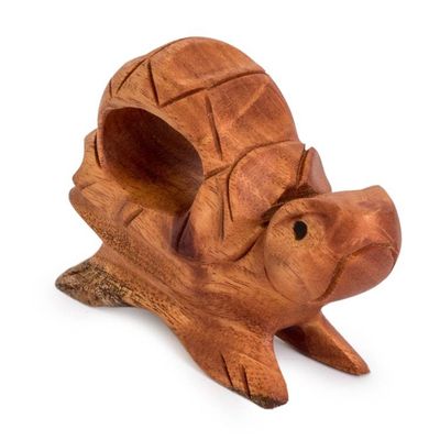 Alternate image for Animal-Themed Handmade Natural Mahogany Wood Turtle Figurine Marine Traveler