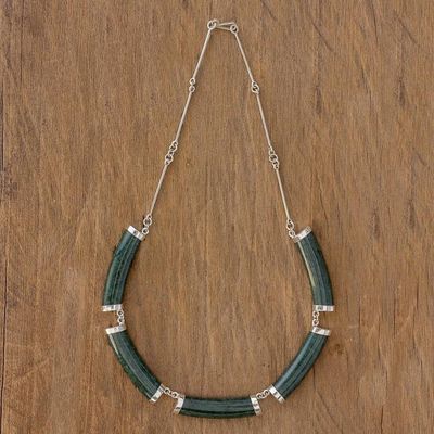 Alternate image for Jade Link Pendant Necklace in Dark Green from Guatemala Mayan Power in Dark Green