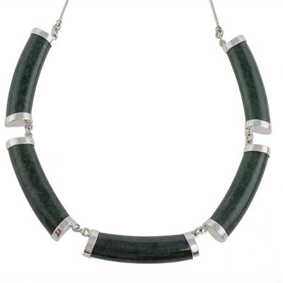 Alternate image for Jade Link Pendant Necklace in Dark Green from Guatemala Mayan Power in Dark Green