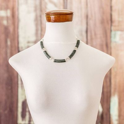 Alternate image for Jade Link Pendant Necklace in Dark Green from Guatemala Mayan Power in Dark Green