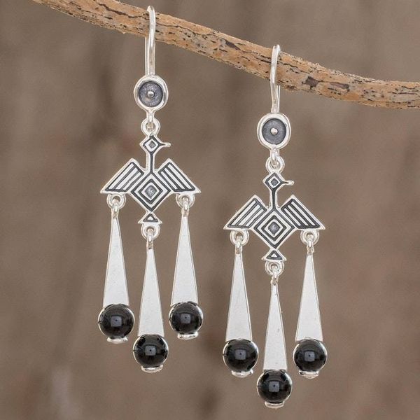 Alternate image for Bird-Themed Jade Chandelier Earrings from Guatemala Tzikin Nahual
