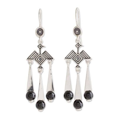 Alternate image for Bird-Themed Jade Chandelier Earrings from Guatemala Tzikin Nahual