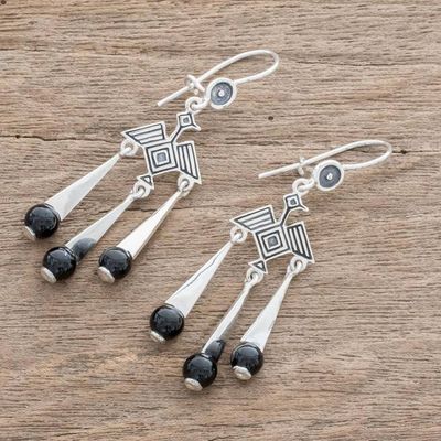 Alternate image for Bird-Themed Jade Chandelier Earrings from Guatemala Tzikin Nahual