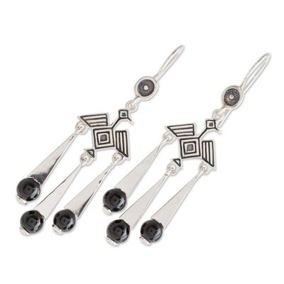 Alternate image for Bird-Themed Jade Chandelier Earrings from Guatemala Tzikin Nahual