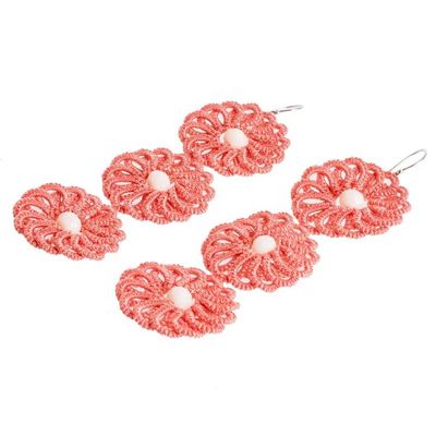 Alternate image for Guatemalan Hand-Tatted Floral Dangle Earrings in Salmon Salmon Paradise