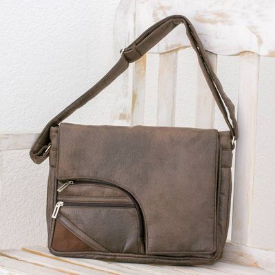 Primary image for Faux Leather Messenger Bag in Espresso from Costa Rica Espresso Elegance