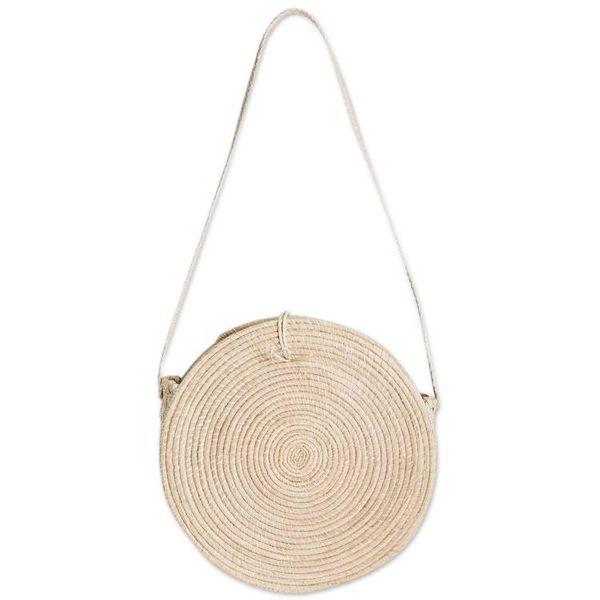 Alternate image for Palm Fiber Woven Circular Tote Bag with Tassels Nicaraguan Tote