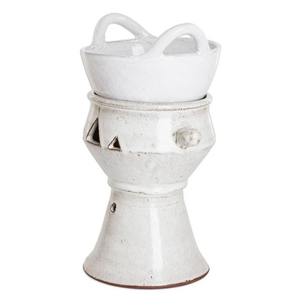 Alternate image for Handcrafted Ceramic Fondue Pot in Ivory Shade from Honduras Explosion of Flavor in Ivory