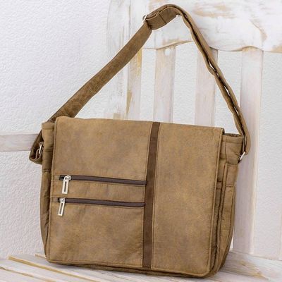 Primary image for Faux Leather Messenger Bag in Sepia from Costa Rica Voyage to Foreign Lands