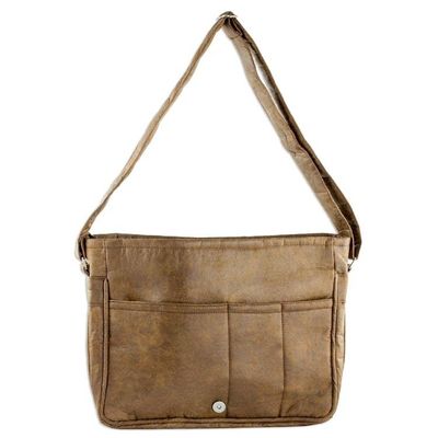 Alternate image for Faux Leather Messenger Bag in Sepia from Costa Rica Voyage to Foreign Lands