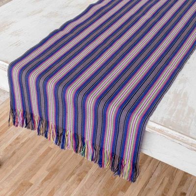 Alternate image for Handloomed Cotton Table Runner Solola Blue