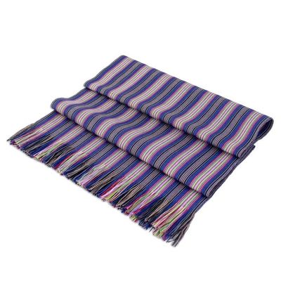 Alternate image for Handloomed Cotton Table Runner Solola Blue
