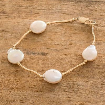 Primary image for Link Bracelet with Cultured Coin Pearls Golden Destiny