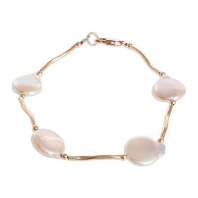 Alternate image for Link Bracelet with Cultured Coin Pearls Golden Destiny