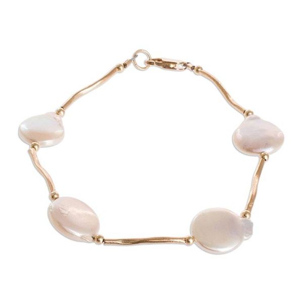 Alternate image for Link Bracelet with Cultured Coin Pearls Golden Destiny