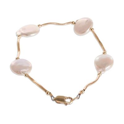 Alternate image for Link Bracelet with Cultured Coin Pearls Golden Destiny