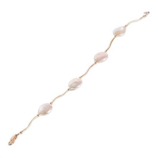 Alternate image for Link Bracelet with Cultured Coin Pearls Golden Destiny