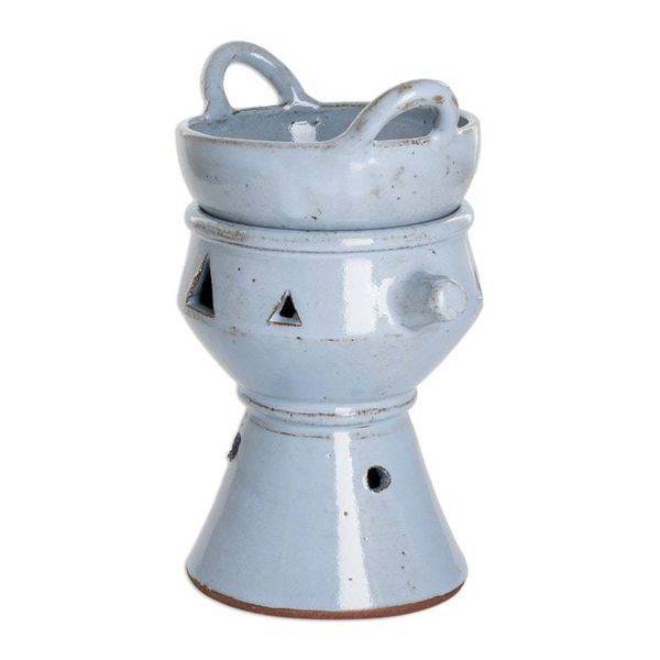Alternate image for Handcrafted Ceramic Fondue Pot in Light Blue from Honduras Sky Blue Explosion of Flavor