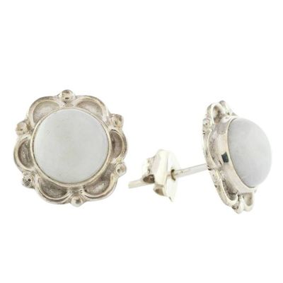 Alternate image for Guatemalan Hand Crafted Lilac Jade Earrings Lilac Dahlias