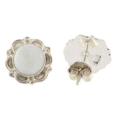Alternate image for Guatemalan Hand Crafted Lilac Jade Earrings Lilac Dahlias