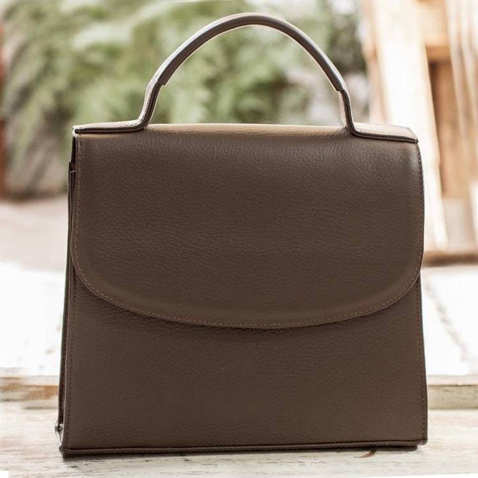 Artisan Crafted Brown Leather Handbag 'Mombacho Brown'
