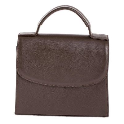 Alternate image for Artisan Crafted Brown Leather Handbag Mombacho Brown
