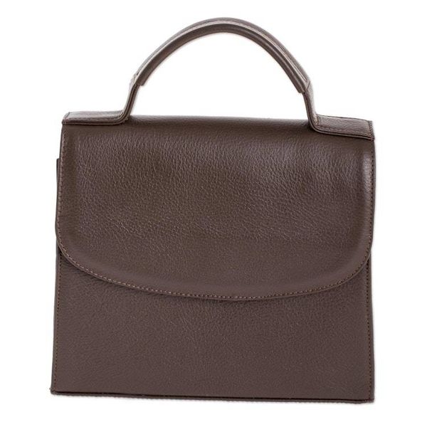 Alternate image for Artisan Crafted Brown Leather Handbag Mombacho Brown