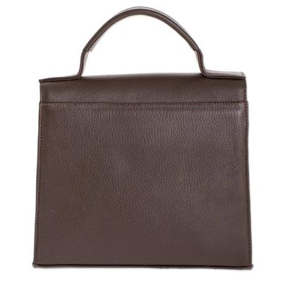 Alternate image for Artisan Crafted Brown Leather Handbag Mombacho Brown