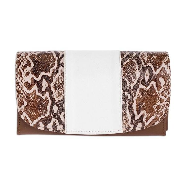Alternate image for Serpent Skin Motif Leather Wallet in Brown From Nicaragua Managua Serpent