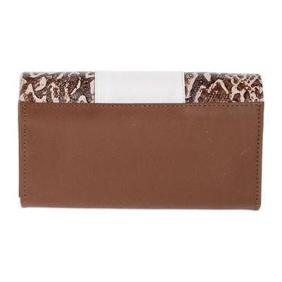 Alternate image for Serpent Skin Motif Leather Wallet in Brown From Nicaragua Managua Serpent
