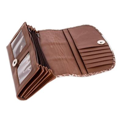 Alternate image for Serpent Skin Motif Leather Wallet in Brown From Nicaragua Managua Serpent
