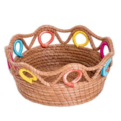 Alternate image for Handcrafted Colorful Natural Fiber Basket Made in Guatemala Culture of Colors
