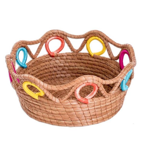 Alternate image for Handcrafted Colorful Natural Fiber Basket Made in Guatemala Culture of Colors