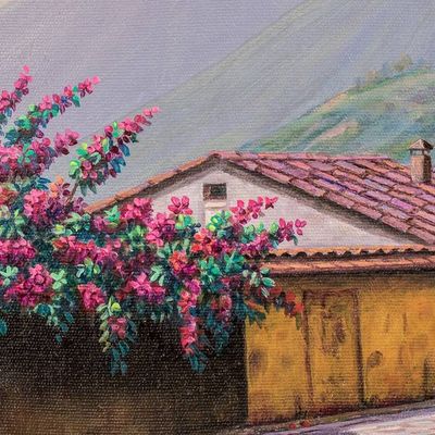 Alternate image for Realist Painting of Las Animas Street in Antigua Guatemala Las Animas Street V