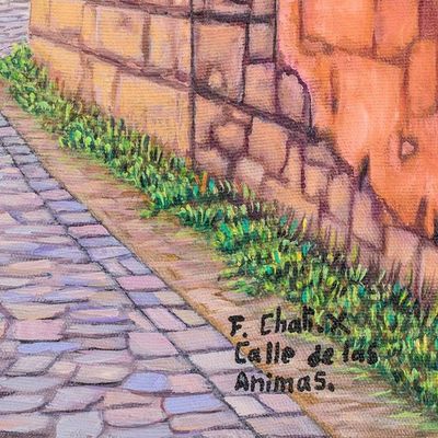Alternate image for Realist Painting of Las Animas Street in Antigua Guatemala Las Animas Street V