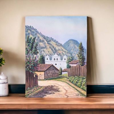 Alternate image for Oil on Canvas Realist Painting of a Rural Town in Guatemala Zunil Town II