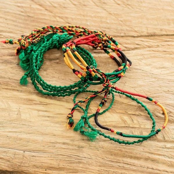 Alternate image for 12 Unisex Assorted and Adjustable Cotton Macrame Bracelets Colorful Culture