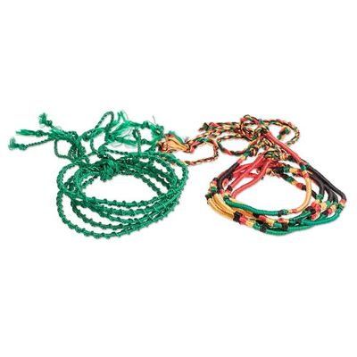 Alternate image for 12 Unisex Assorted and Adjustable Cotton Macrame Bracelets Colorful Culture