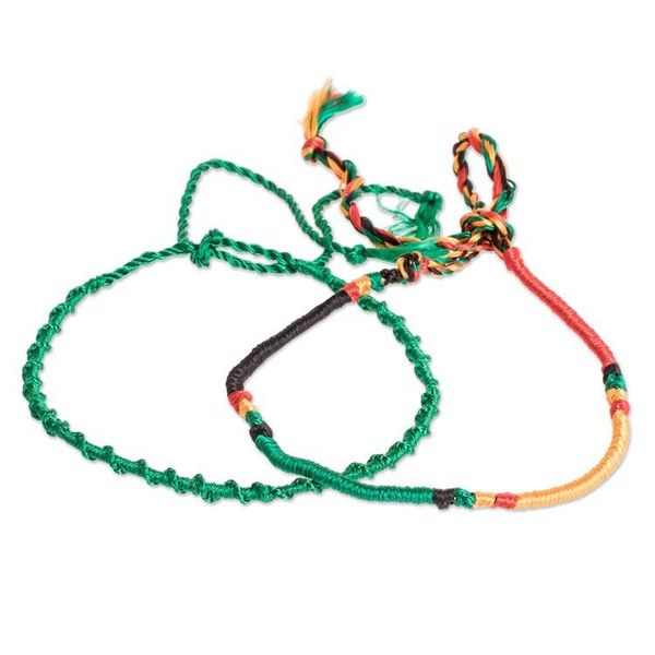 Alternate image for 12 Unisex Assorted and Adjustable Cotton Macrame Bracelets Colorful Culture