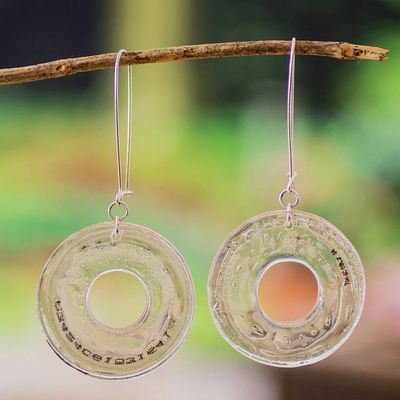 Alternate image for Modern Round Clear Recycled CD Dangle Earrings Crystal Era