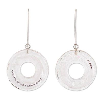 Alternate image for Modern Round Clear Recycled CD Dangle Earrings Crystal Era