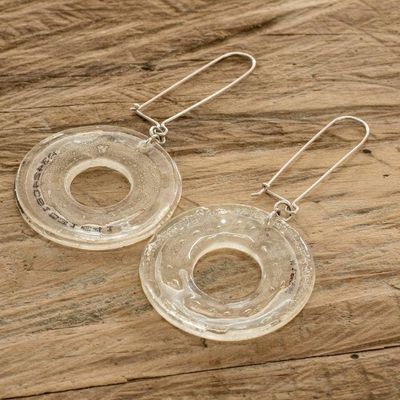 Alternate image for Modern Round Clear Recycled CD Dangle Earrings Crystal Era