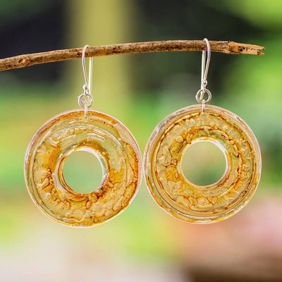 Alternate image for Eco-Friendly Disc-Shaped Yellow Recycled CD Dangle Earrings Yellow Cycles