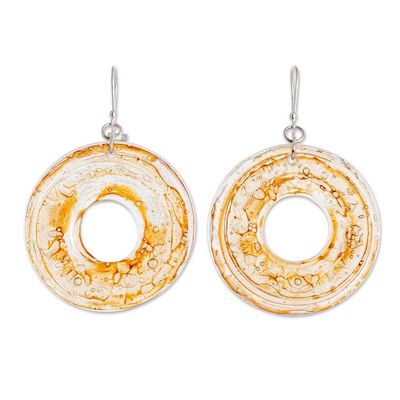 Alternate image for Eco-Friendly Disc-Shaped Yellow Recycled CD Dangle Earrings Yellow Cycles
