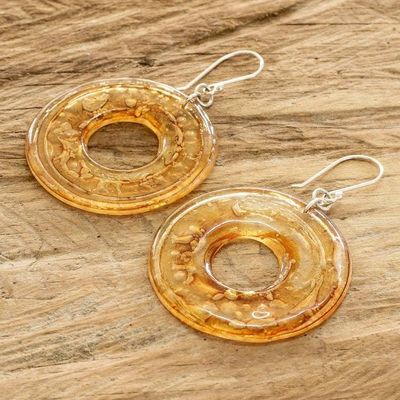 Alternate image for Eco-Friendly Disc-Shaped Yellow Recycled CD Dangle Earrings Yellow Cycles