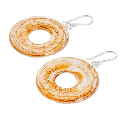 Alternate image for Eco-Friendly Disc-Shaped Yellow Recycled CD Dangle Earrings Yellow Cycles