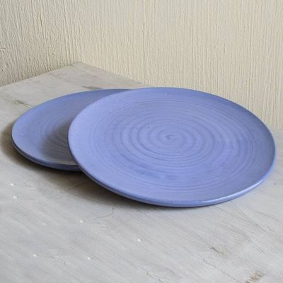 Primary image for Periwinkle Ceramic Plates from Honduras Pair Dinner with Family