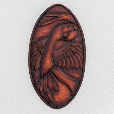 Primary image for Parrot-Themed Pochote Wood Relief Panel from Costa Rica Noble Macaw