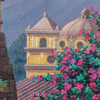 Alternate image for Oil Realist Painting of Las Animas Street in Guatemala Las Animas Street IV