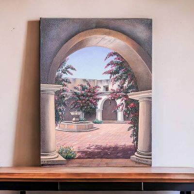 Alternate image for Oil on Canvas Realist Painting of a Church from Guatemala Ancient Capuchinas II